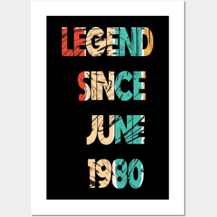 Retro Vintage 40th Birthday Awesome Since June 1980 - Retro Vintage Legend Since June 1980 Gift Idea, epic since 1980, made in 1980 Posters and Art